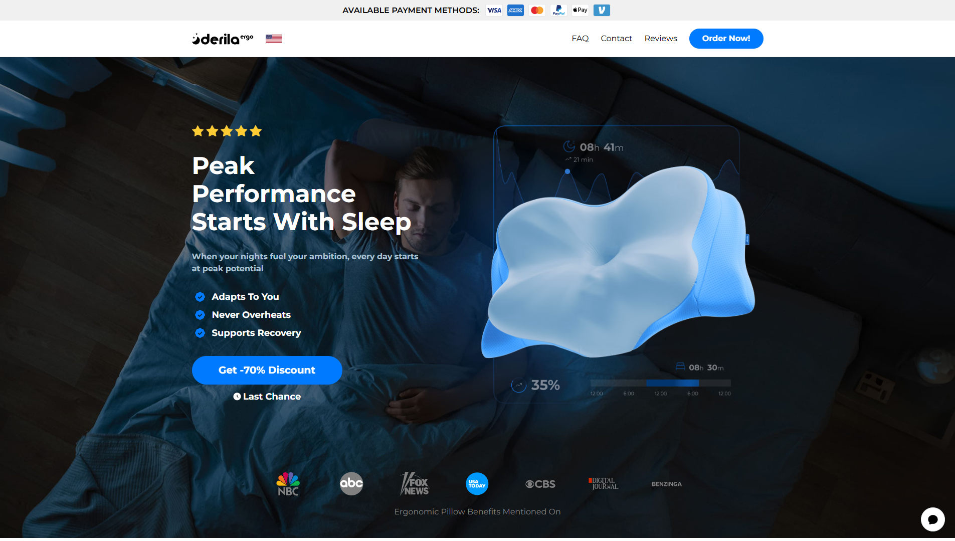 Derila Ergo | Ergonomic Pillow for Neck Pain Relief